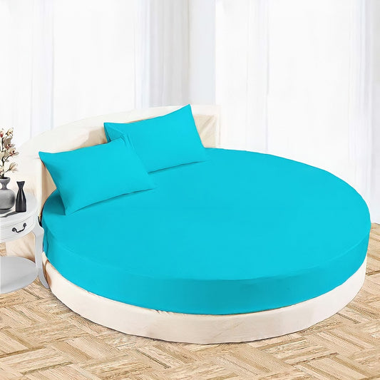 Turquoise Blue Round Bed Sheet Sets