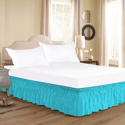 Turquoise Blue Wrap Around Bed Skirt