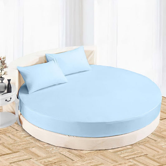 Light Blue Round Bed Sheet Sets