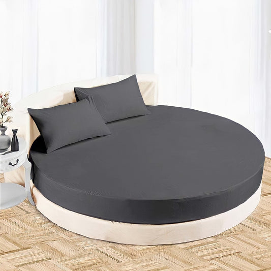 Dark Grey Round Bed Sheet Set