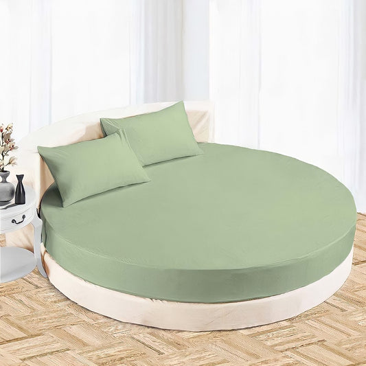 Moss Green Round Bed Sheet Sets