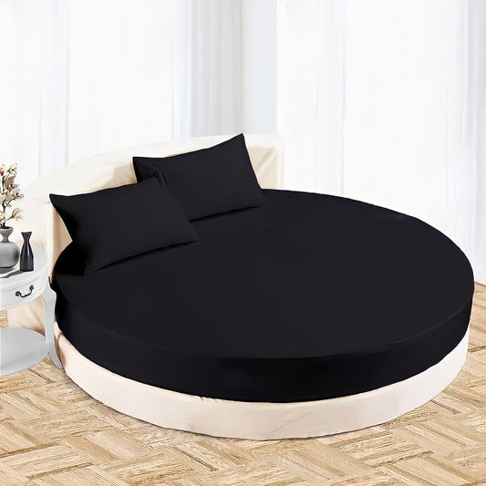 Black Round Bed Sheet Set
