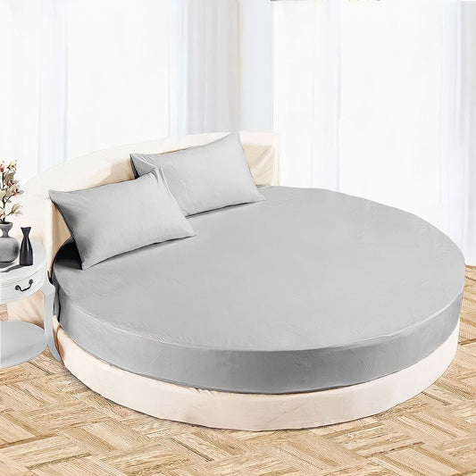 Light Grey  Round Bed Sheet Sets