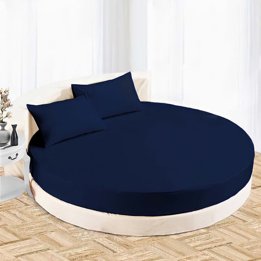 Navy Blue Round Bed Sheet Sets