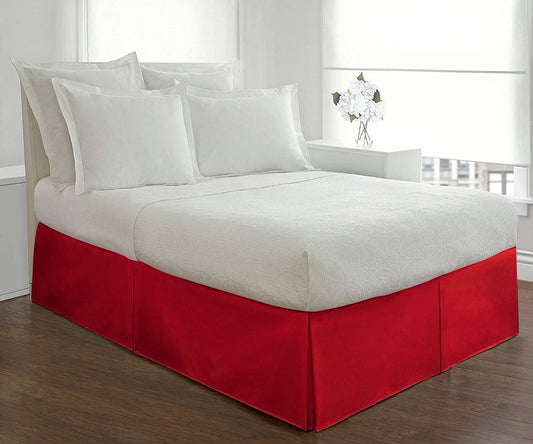 Red Pleated Bed Skirt