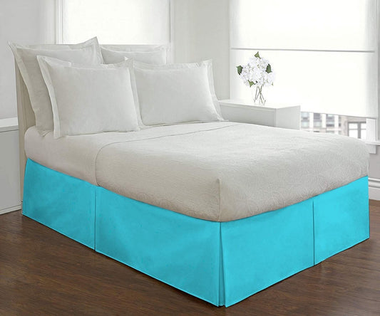 Turquoise Blue Pleated Bed Skirt