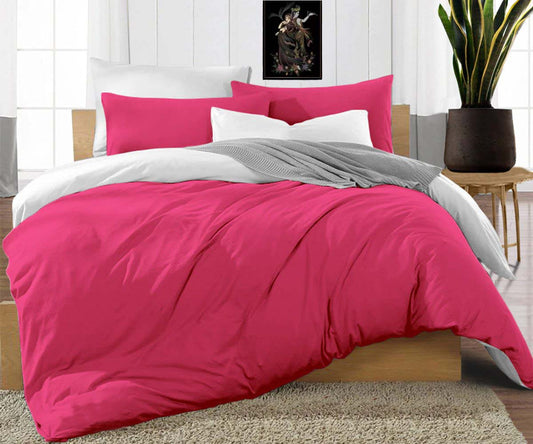 Hot Pink and White Reversible Duvet Covers
