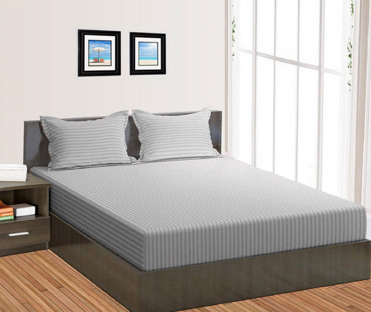 Light Grey Stripe Fitted Bed Sheets