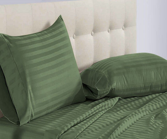 Moss green Stripe Bed Sheets