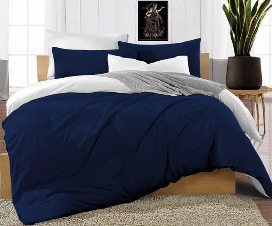 Navy Blue and White Reversible Duvet Covers
