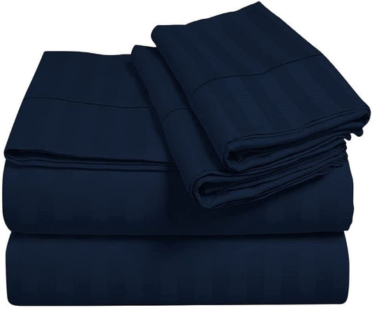 Navy Blue Stripe Bed Sheet Sets