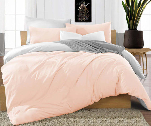 Peach and White Reversible Duvet Covers
