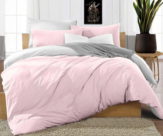 Pink and White Reversible Duvet Covers