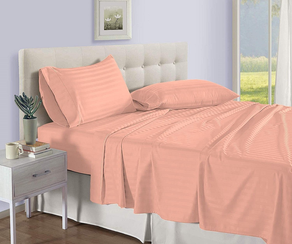 Peach Stripe Bed Sheets