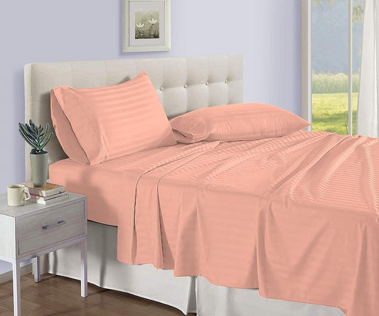 Peach Stripe Bed Sheet Sets