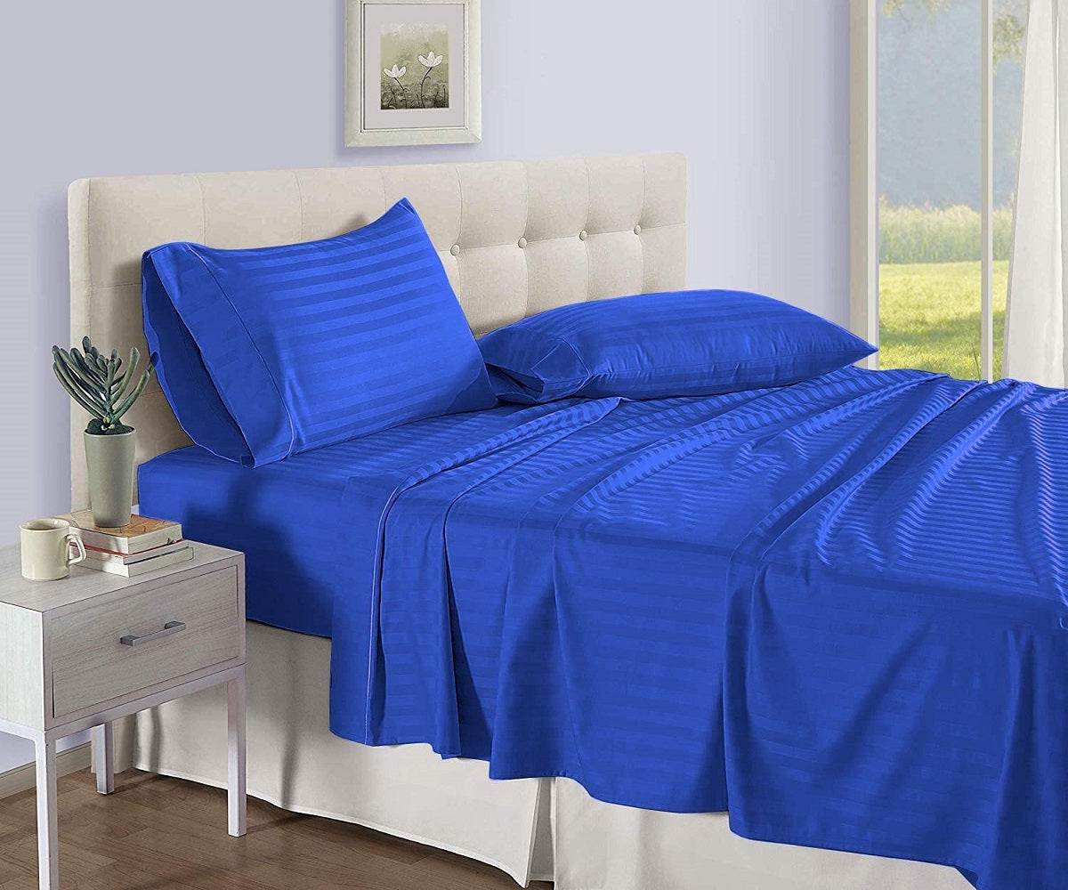 Royal Blue Stripe Bed Sheets