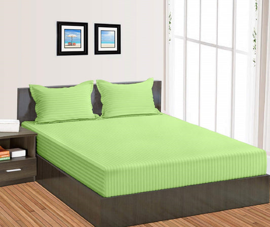 Sage Green Stripe Fitted Bed Sheets
