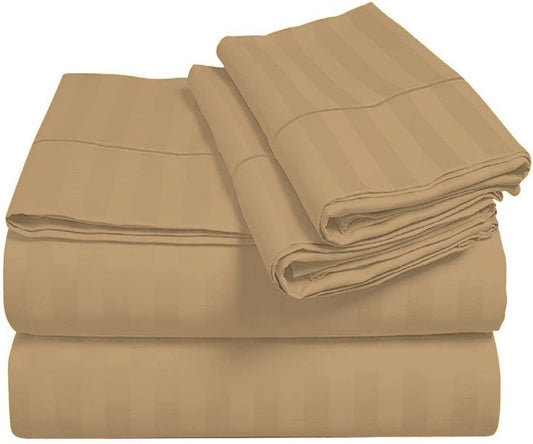Taupe Stripe Bed Sheet Sets
