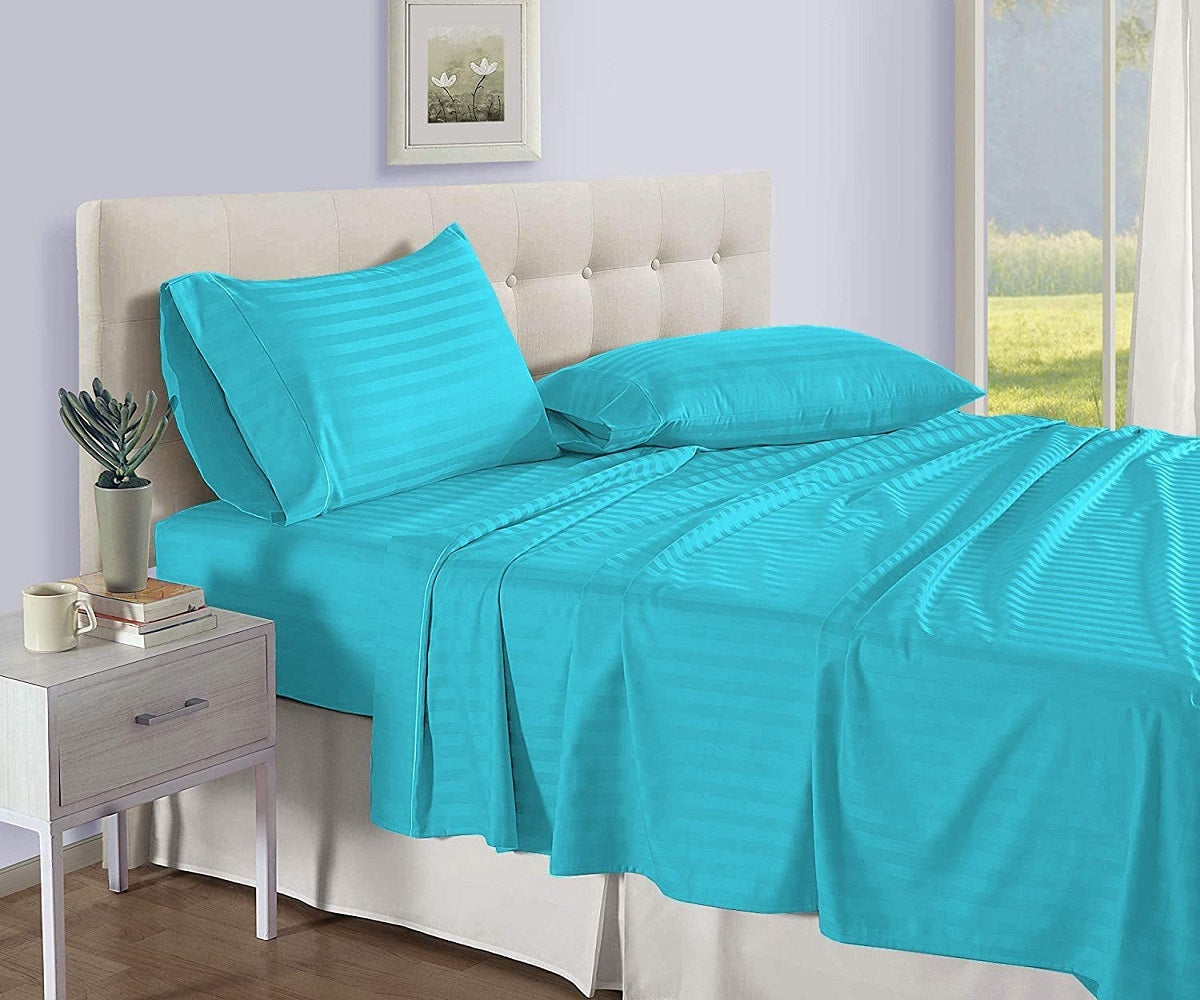 Turquoise Blue Stripe Bed Sheets
