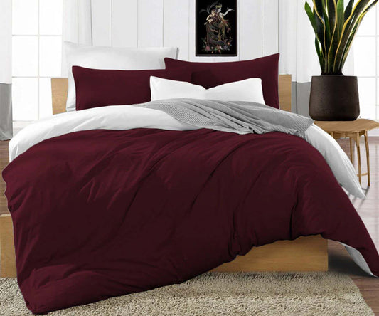 Wine and White Reversible Duvet Covers