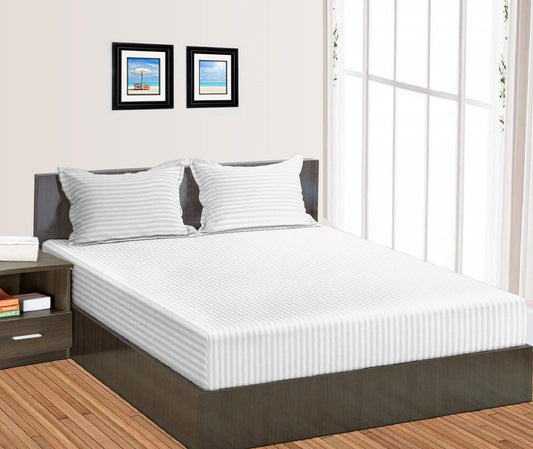 White Stripe Fitted Bed Sheets