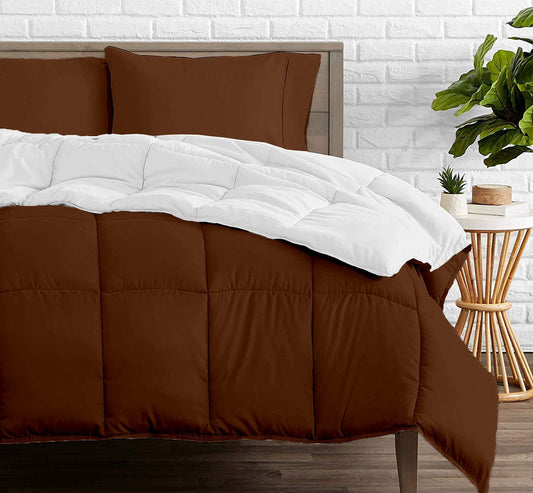 Chocolate and White Reversible Comforters