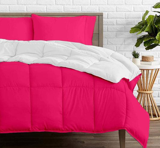 Hot Pink and White Reversible Comforters