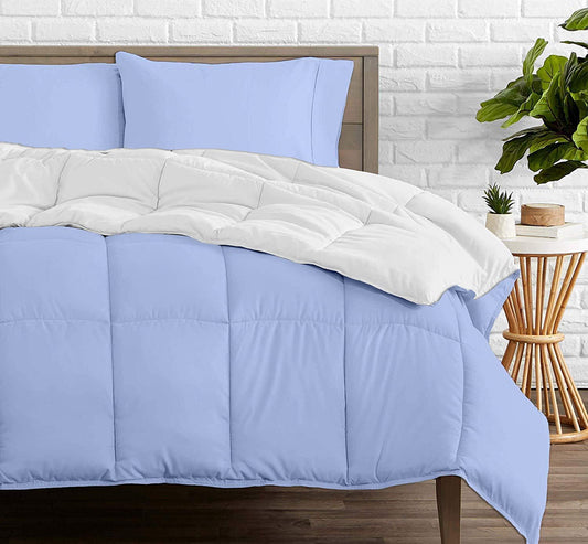 Light Blue and White Reversible Comforters