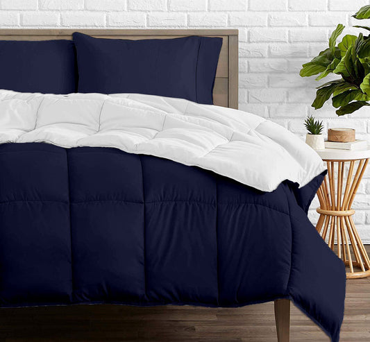 Navy Blue and White Reversible Comforters