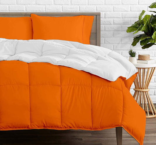 Orange and White Reversible Comforters