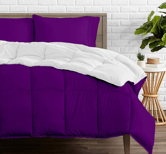 Purple and White Reversible Comforters