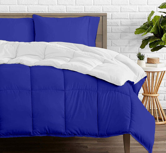 Royal Blue and White Reversible Comforters