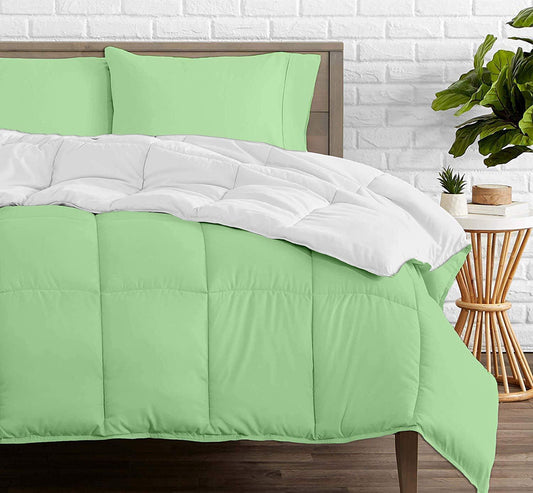 Sage Green and White Reversible Comforters