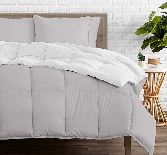 Silver and White Reversible Comforters